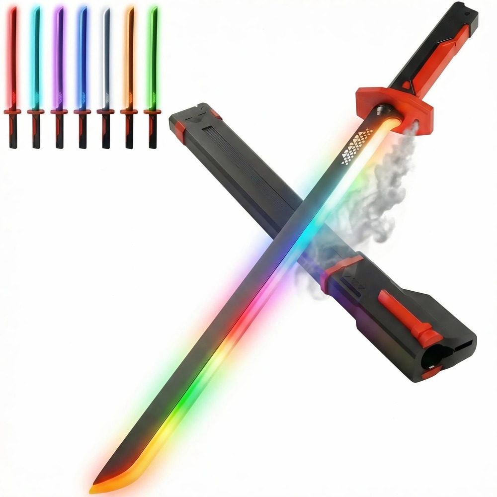 NWT RGB Light Up Saber Toy Smoke Mist 7 Color Sound Impact Sensor USB-C 31.5"